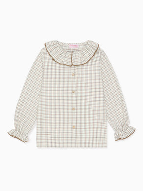 Caramel Check Francisca Girl Long Sleeve Shirt