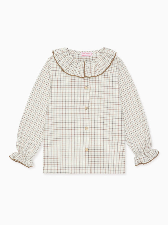 Caramel Check Francisca Girl Long Sleeve Shirt