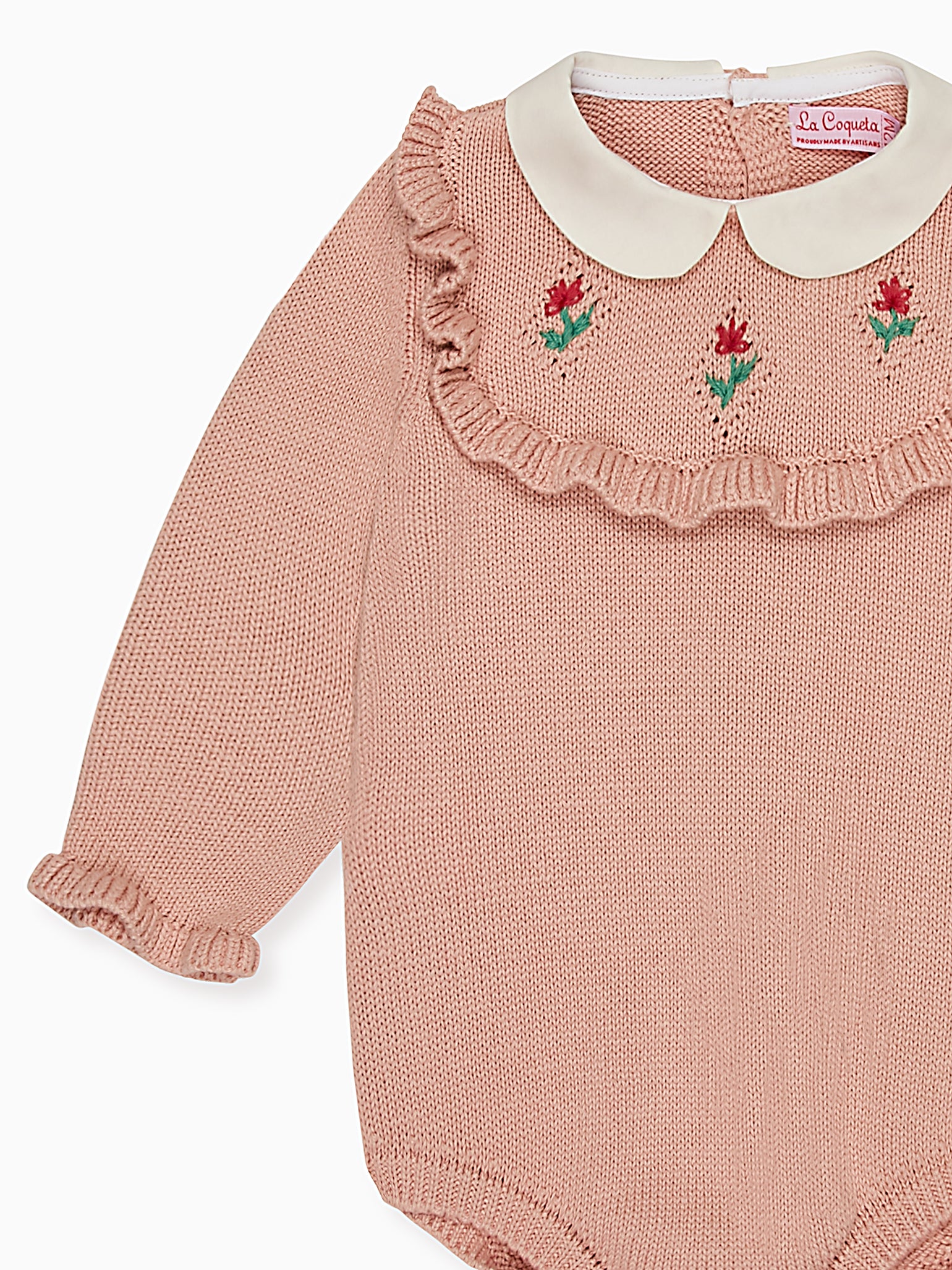 Dusty Pink Ginia Cotton Baby Girl Knitted Romper