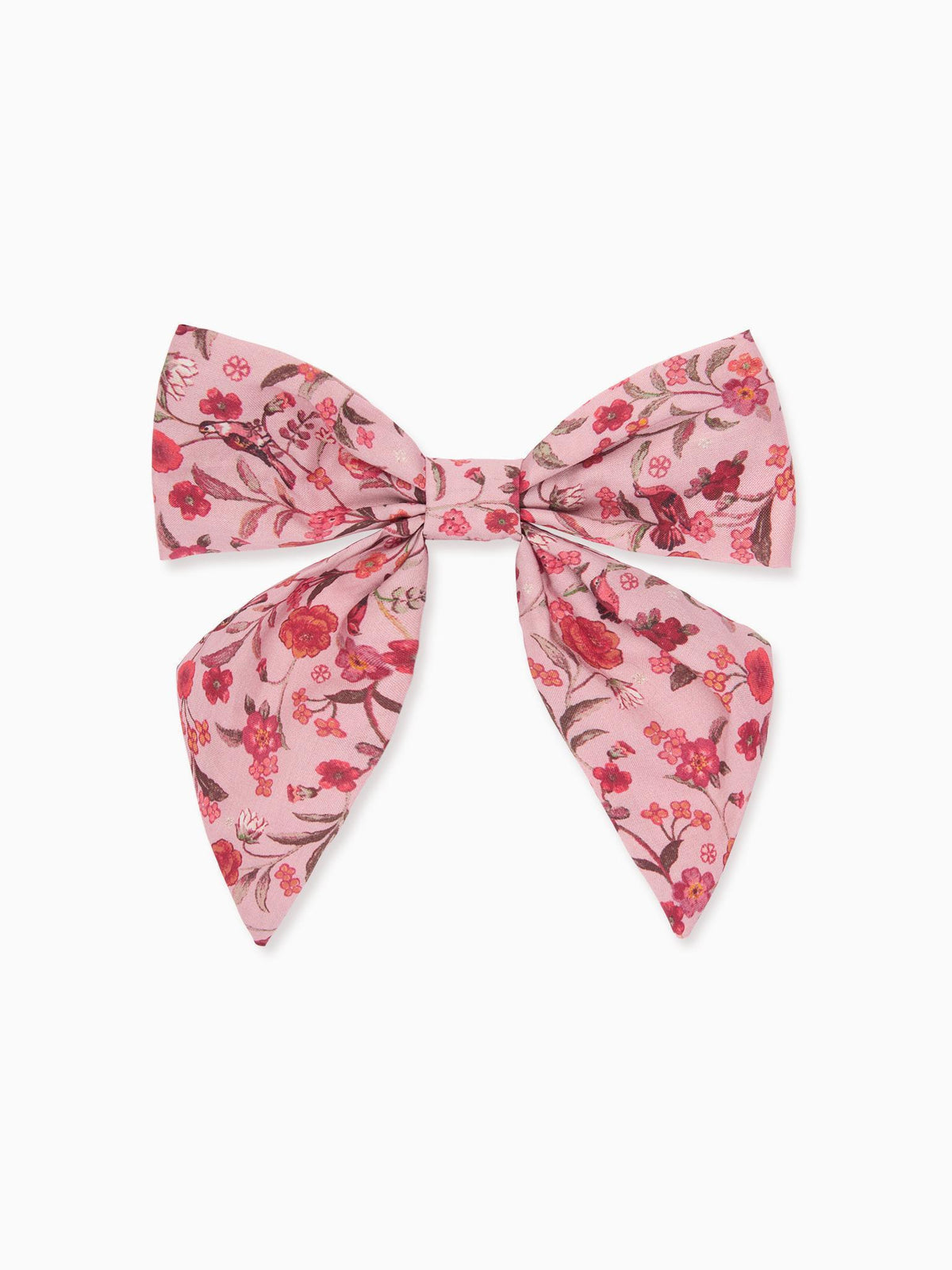 Pink Bird Floral Girl Large Bow Clip
