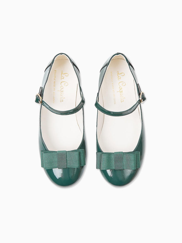Patent Green Leather Girl Bow Mary Jane Shoes