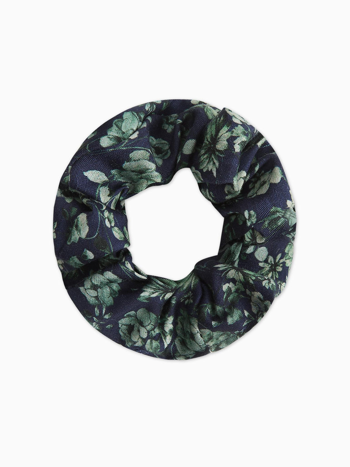 Navy & Green Floral Girl Scrunchie