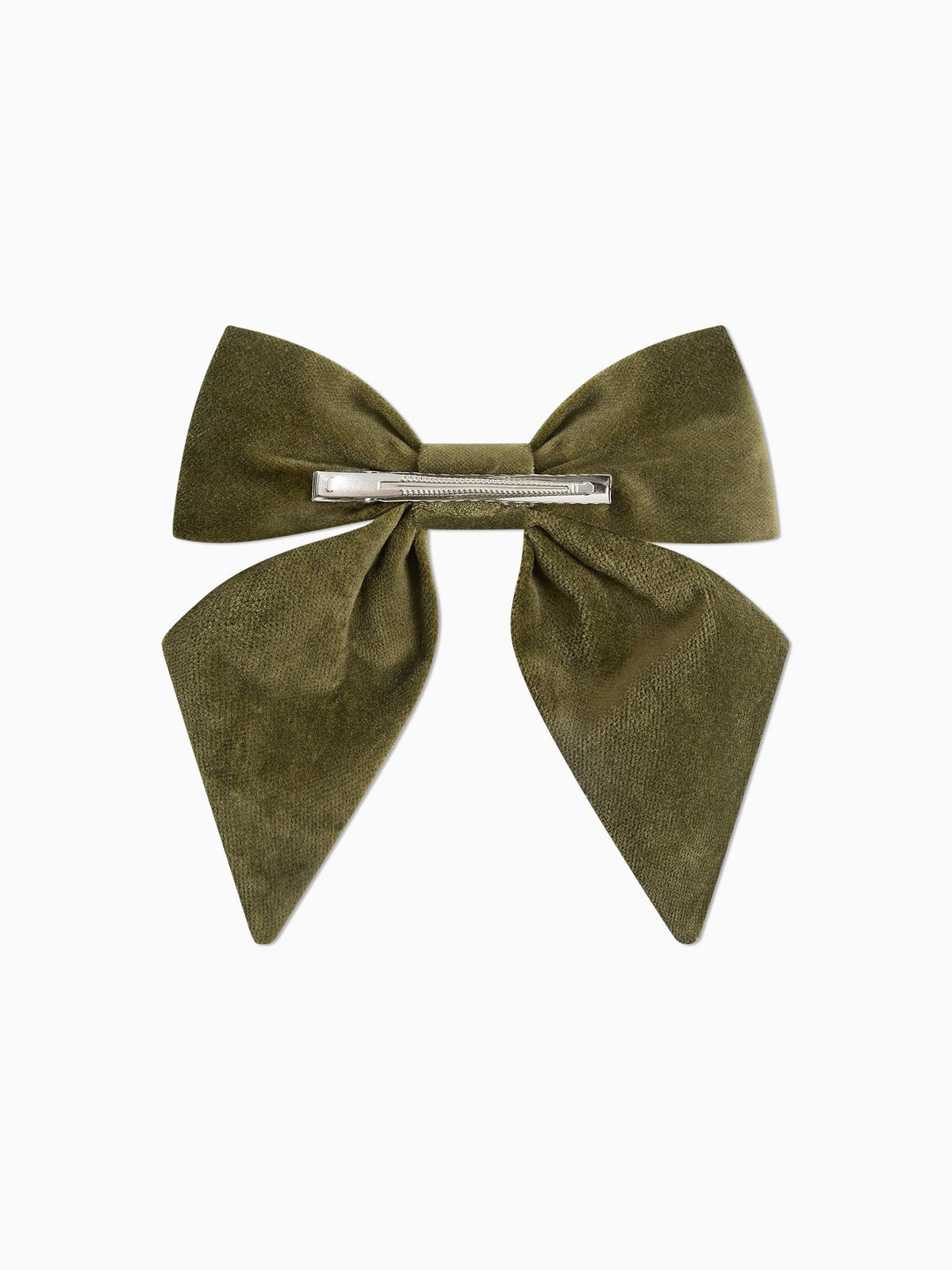 Olive Girl Velvet Large Bow Clip