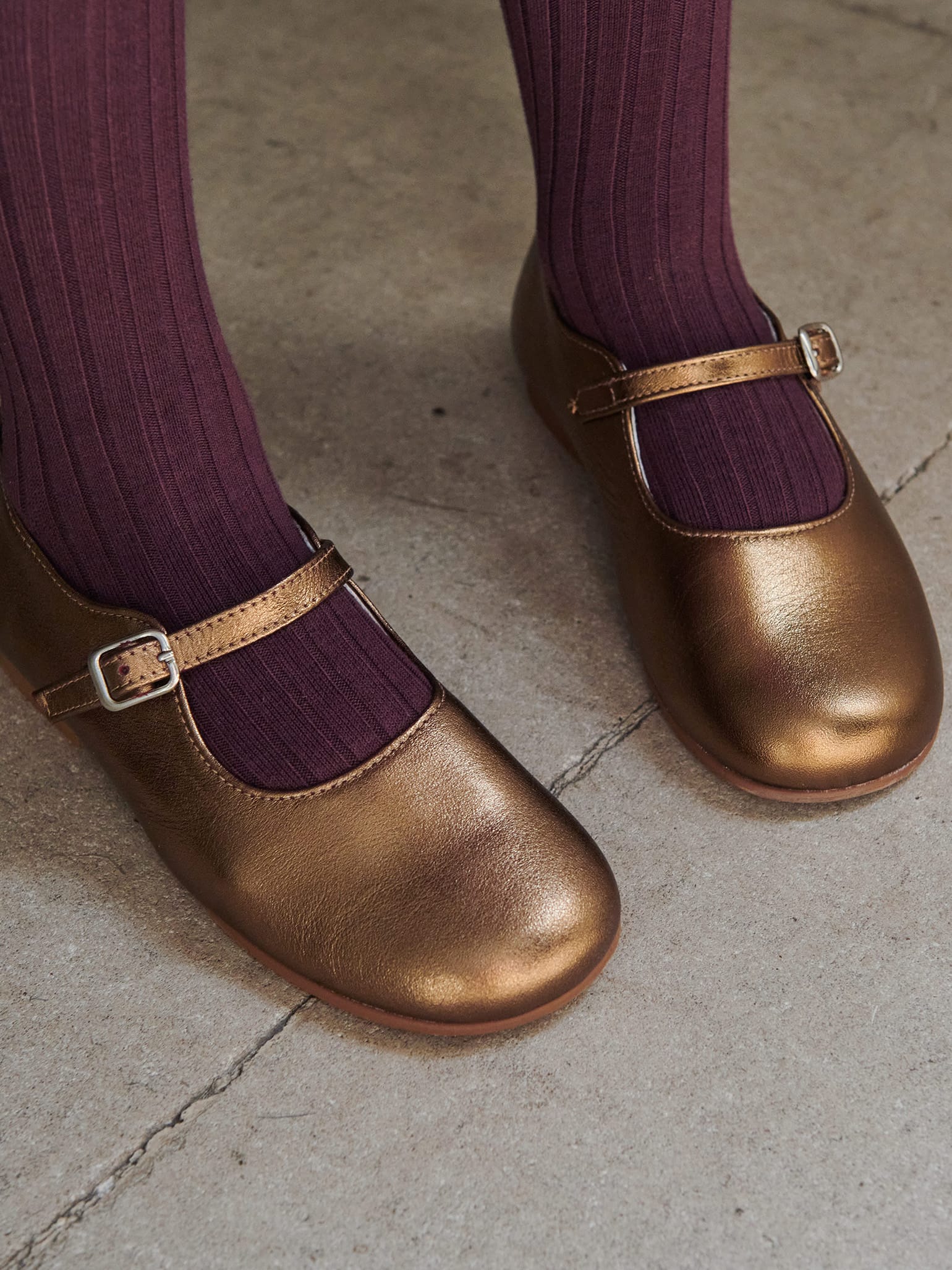 Bronze Leather Girl Mary Jane Shoes