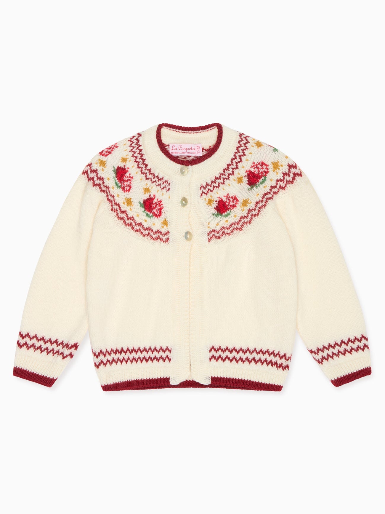 Ivory Grenada Merino Fair Isle Baby Cardigan
