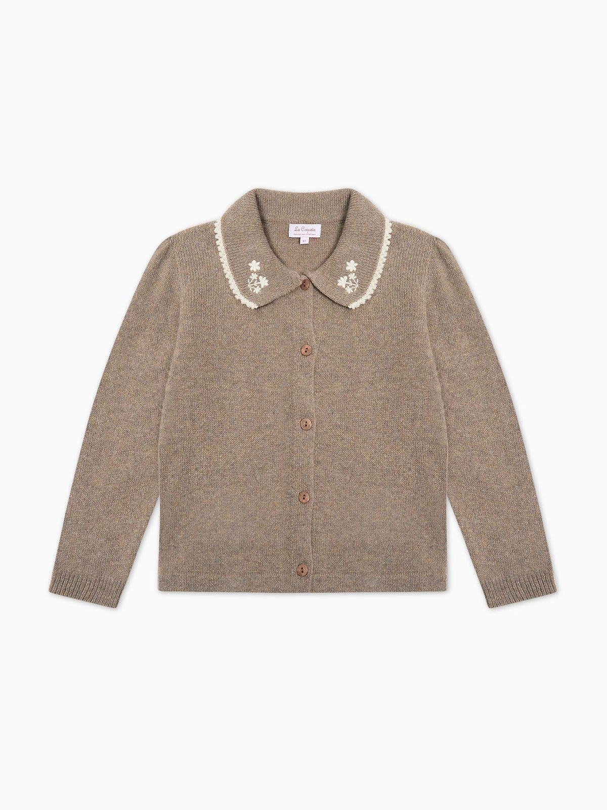 Taupe Harriet Merino Girl Cardigan