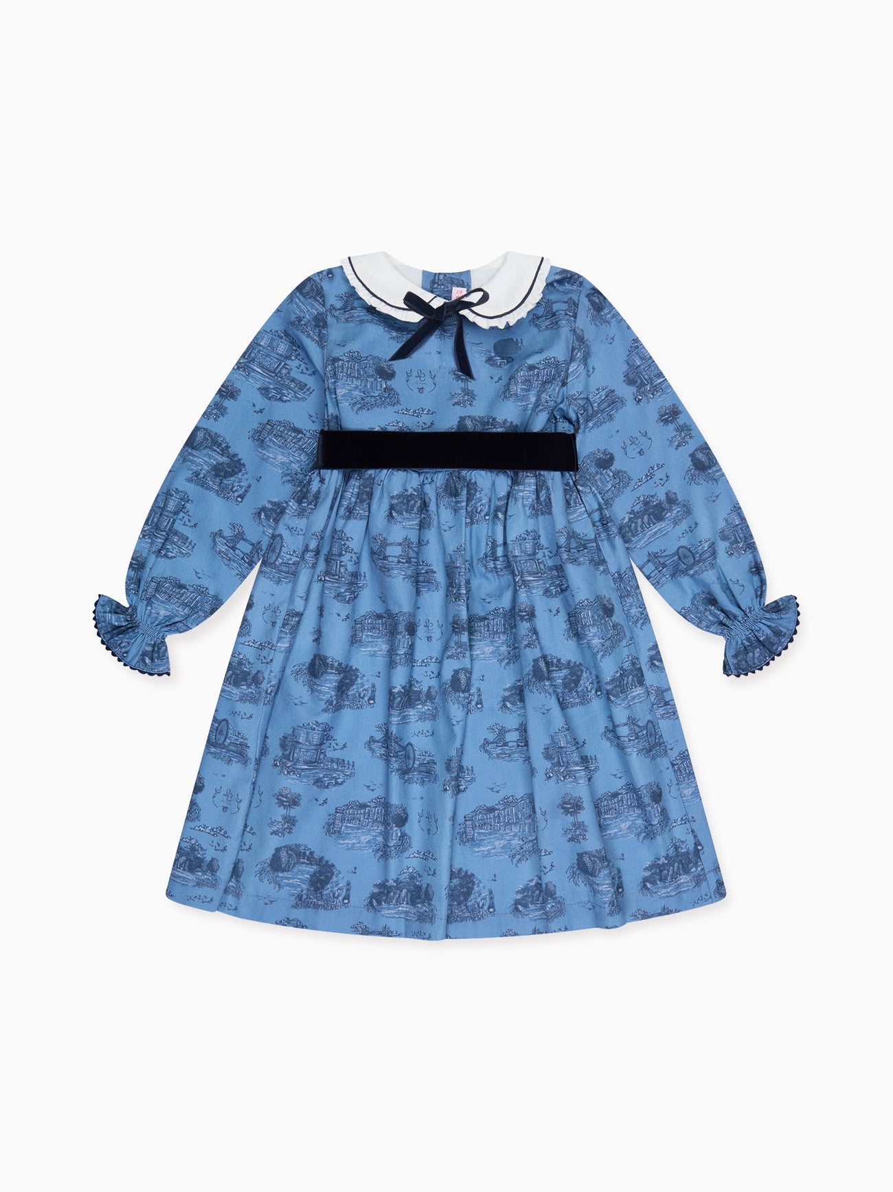 Blue Toile De Jouy Helena Girl Dress