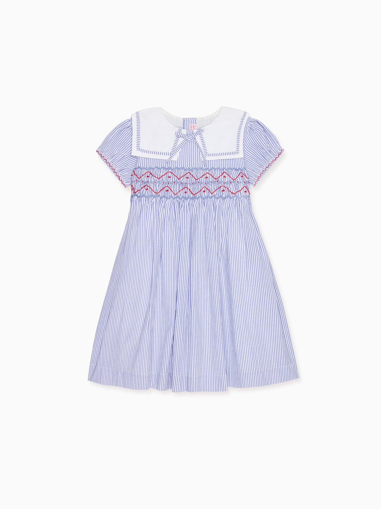 Dark Blue Stripe Imogen Girl Hand-Smocked Dress