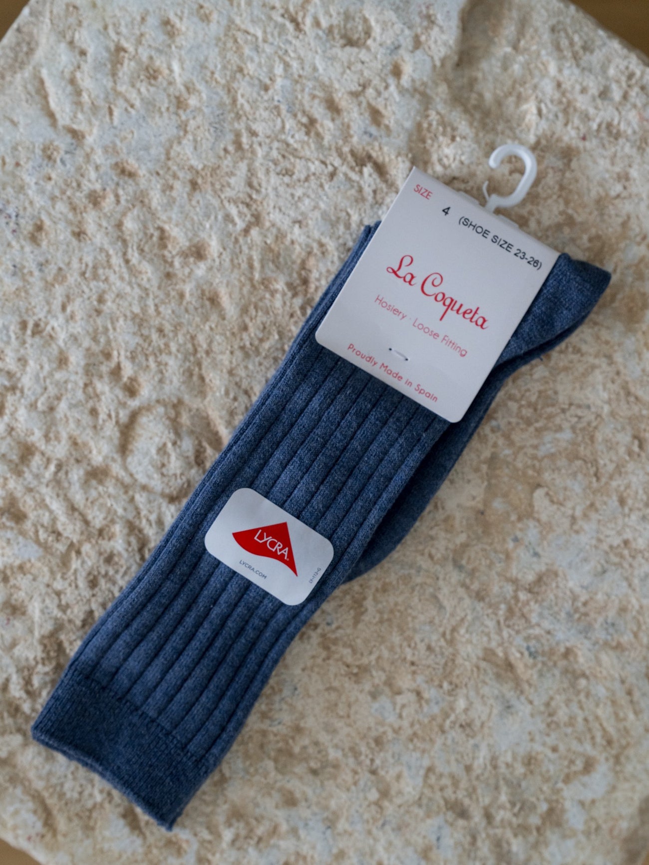 Indigo Ribbed Knee High Kids Socks