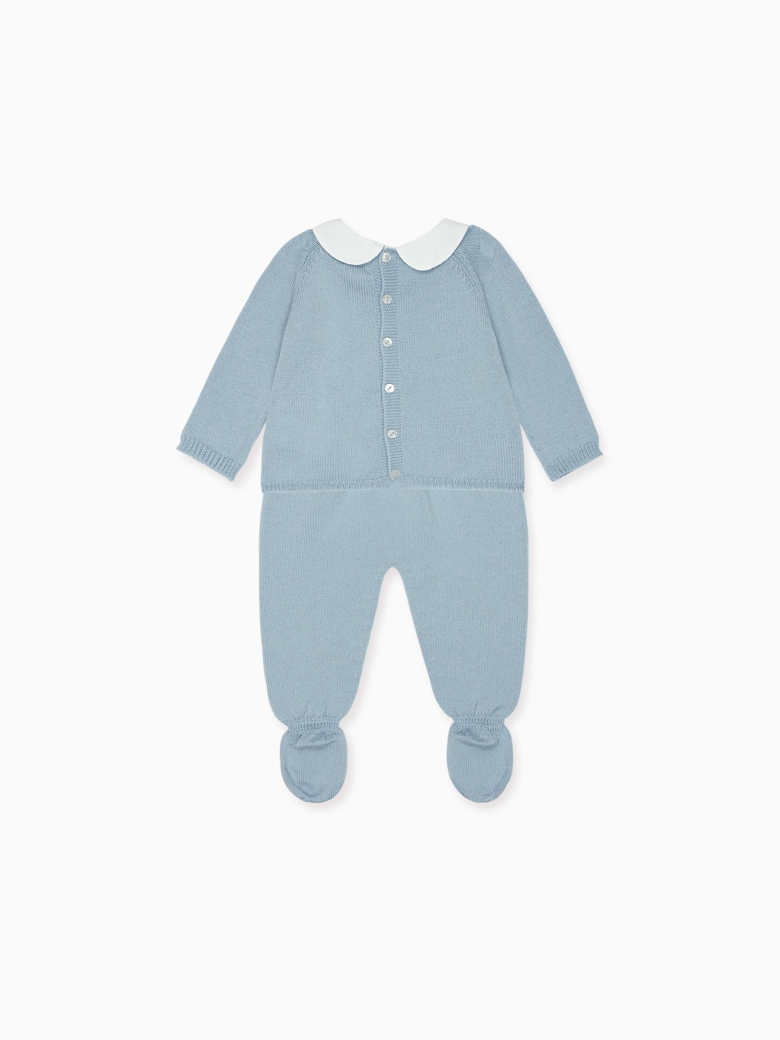 Dusty Blue Inigo Merino Baby Knitted Set
