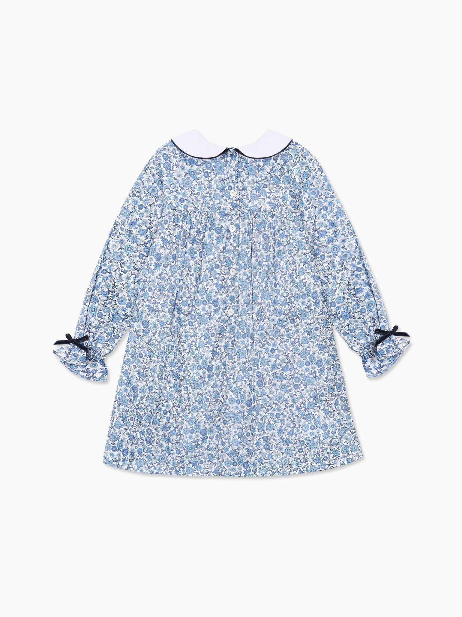Blue Floral Iris Made With Liberty Fabric Girl Empire Dress
