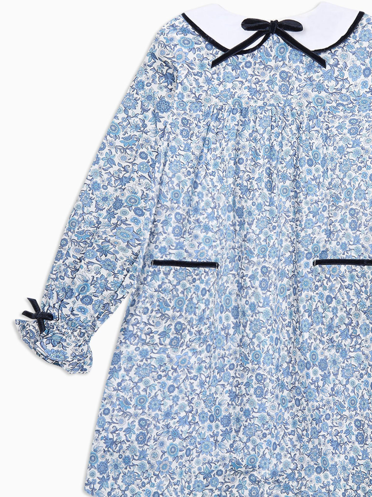 Blue Floral Iris Liberty Girl Empire Dress