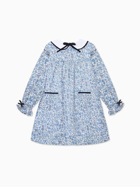 Blue Floral Iris Made With Liberty Fabric Girl Empire Dress