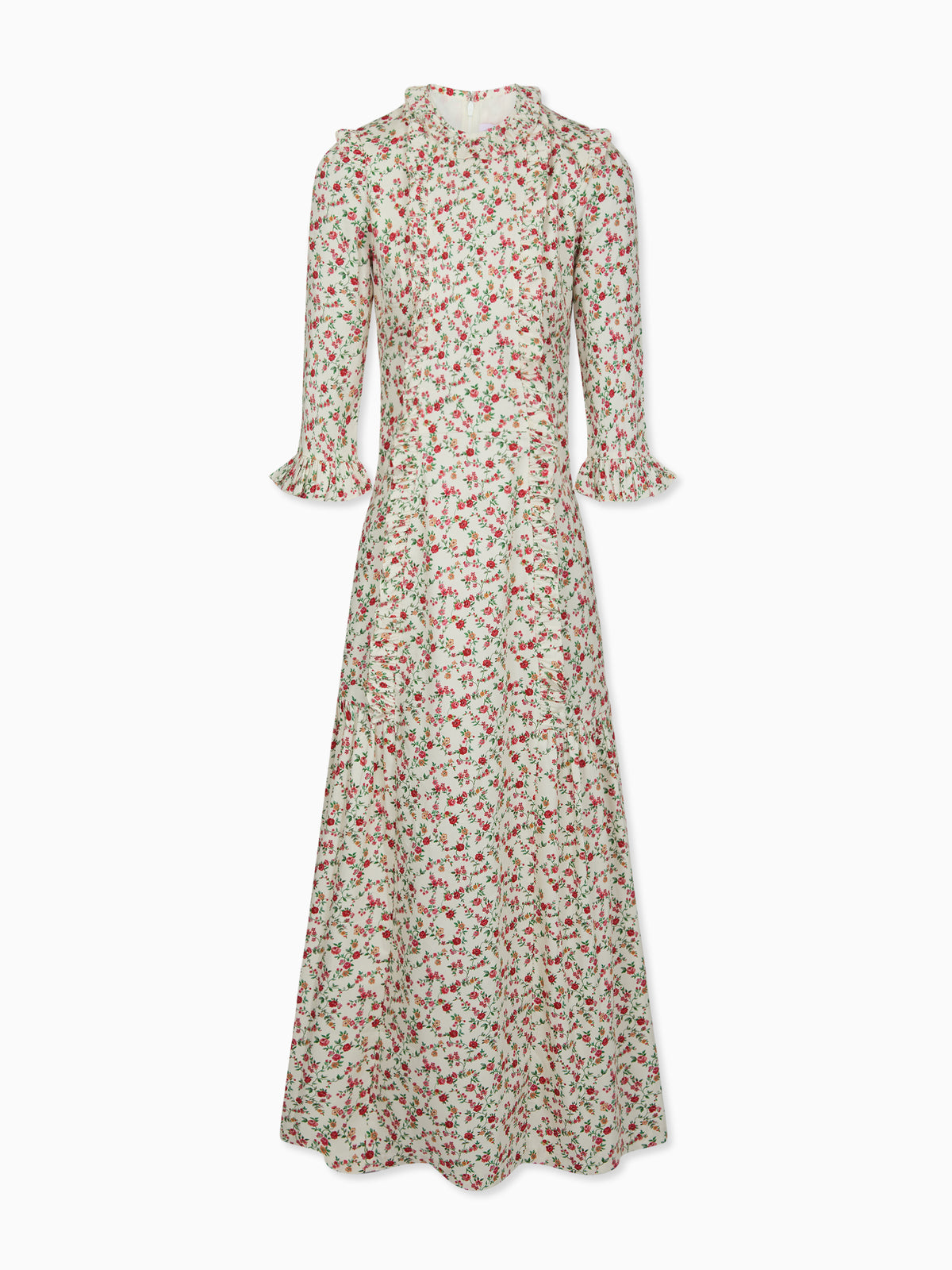 Ivory Floral Violeta Womens Long Dress