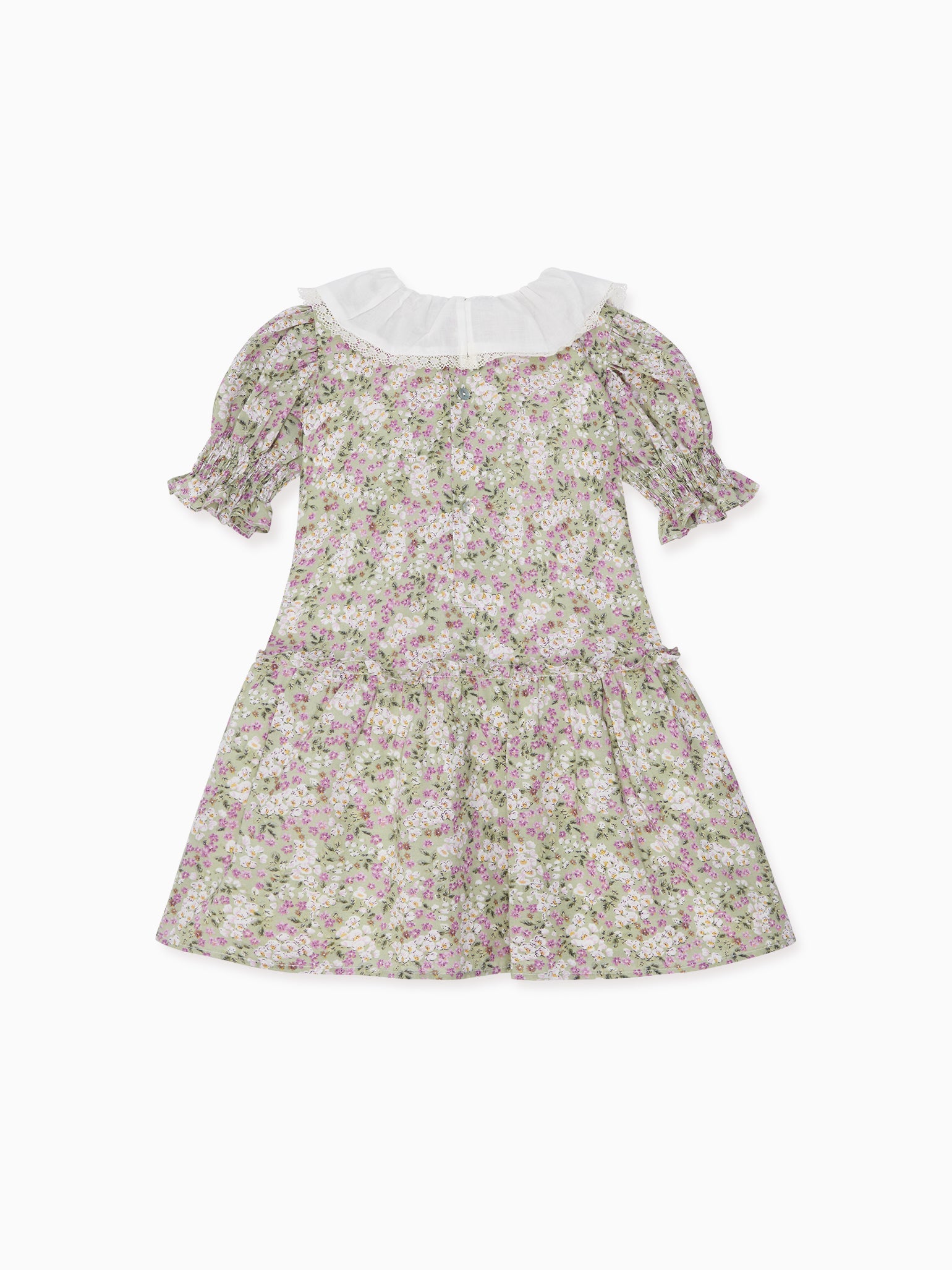 Green Floral Izara Girl Drop Waist Dress