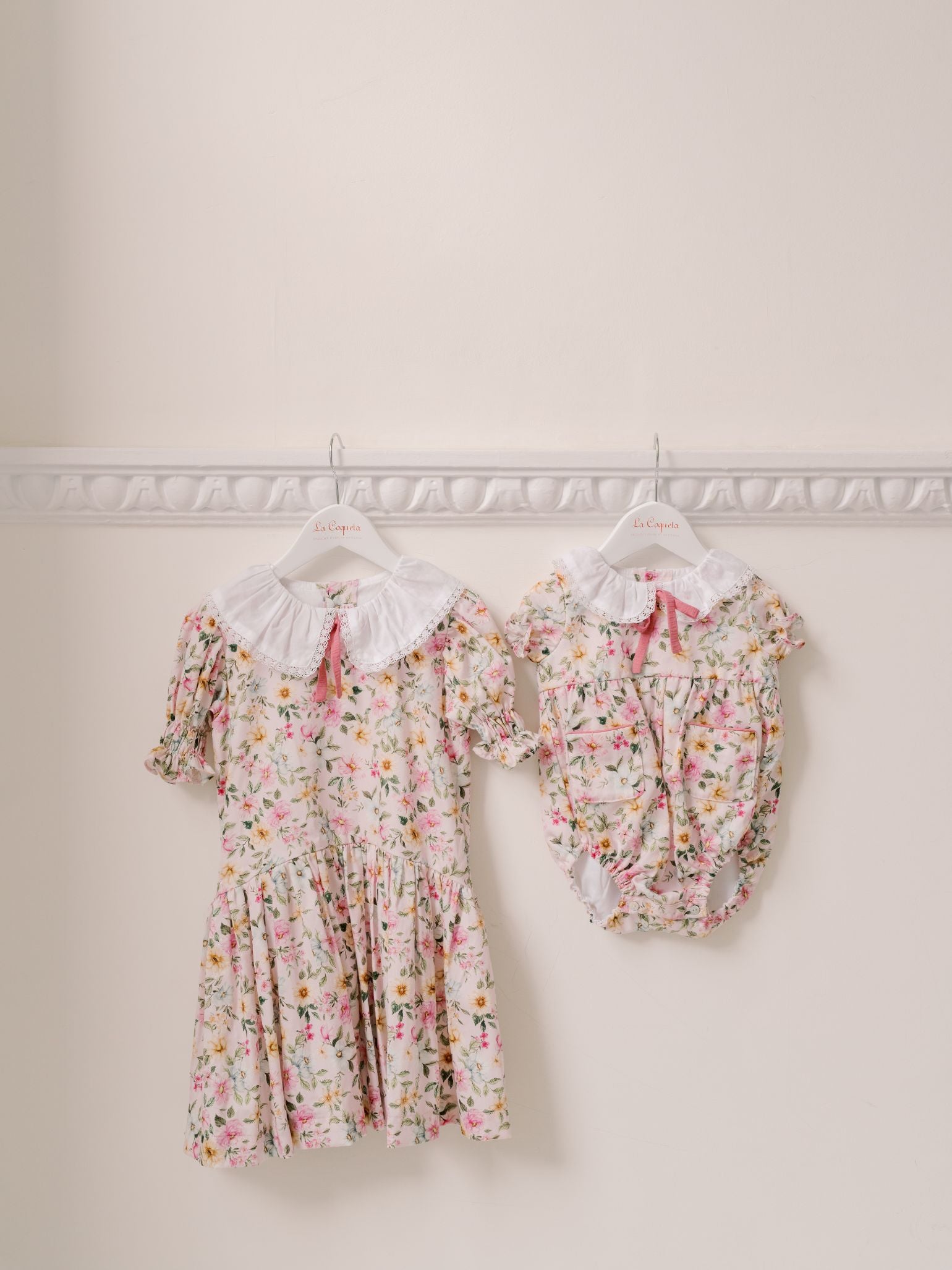 Light Pink Floral Izara Girl Drop Waist Dress