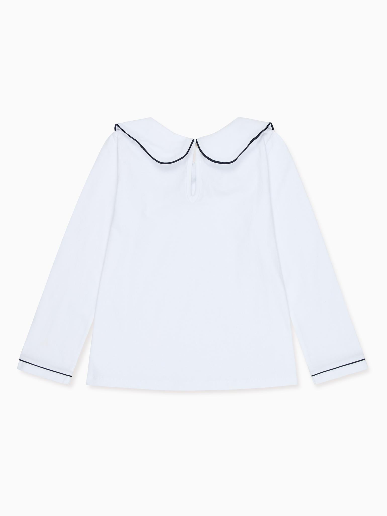 White & Navy Iziar Long Sleeve Girl Top