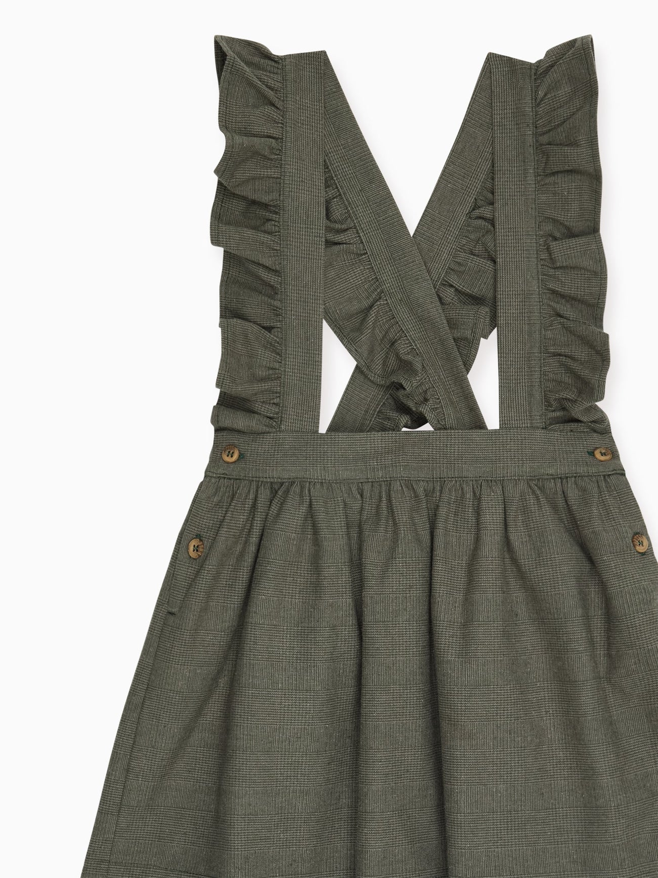 Olive Check Jada Girl Pinafore Skirt