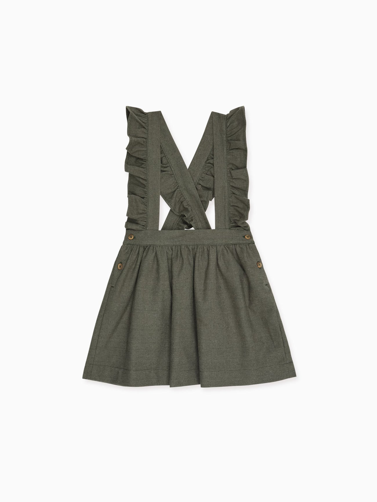 Olive Check Jada Girl Pinafore Skirt