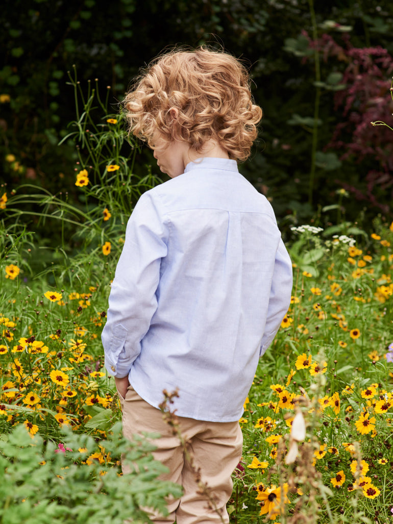 Light Blue Jazmin Cotton Long Sleeve Boy Shirt