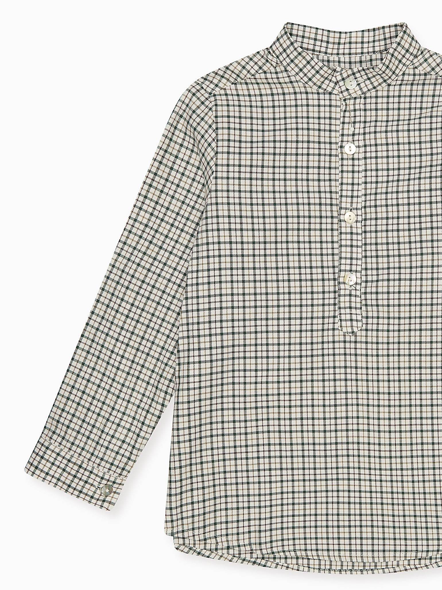 Green Check Jazmin Cotton Long Sleeve Boy Shirt