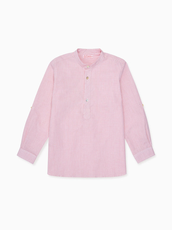 Red Check Jazmin Cotton Long Sleeve Boy Shirt