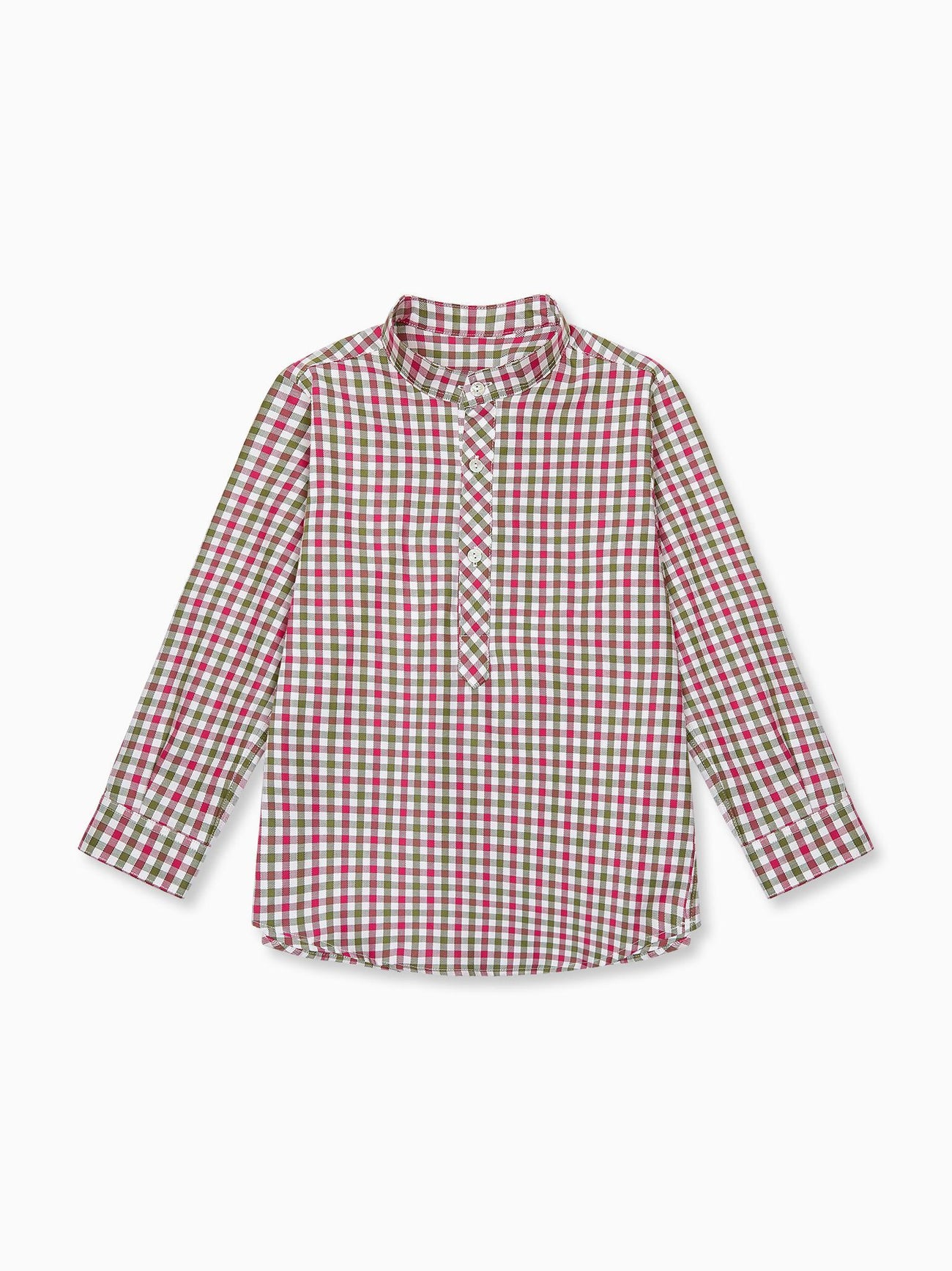 Green Check Jazmin Long Sleeve Boy Shirt