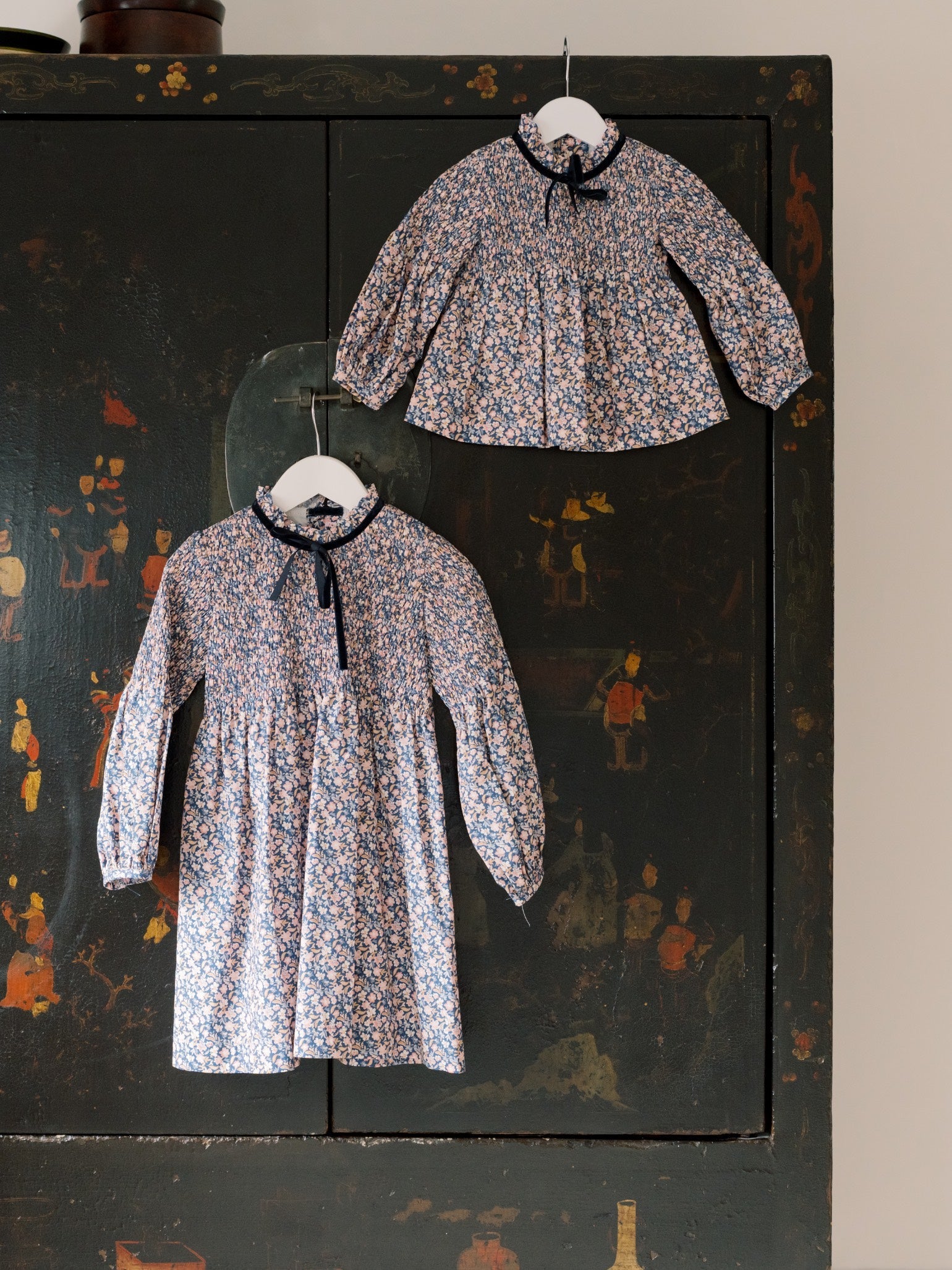 Blue Floral Raya Baby Girl Smocked Set