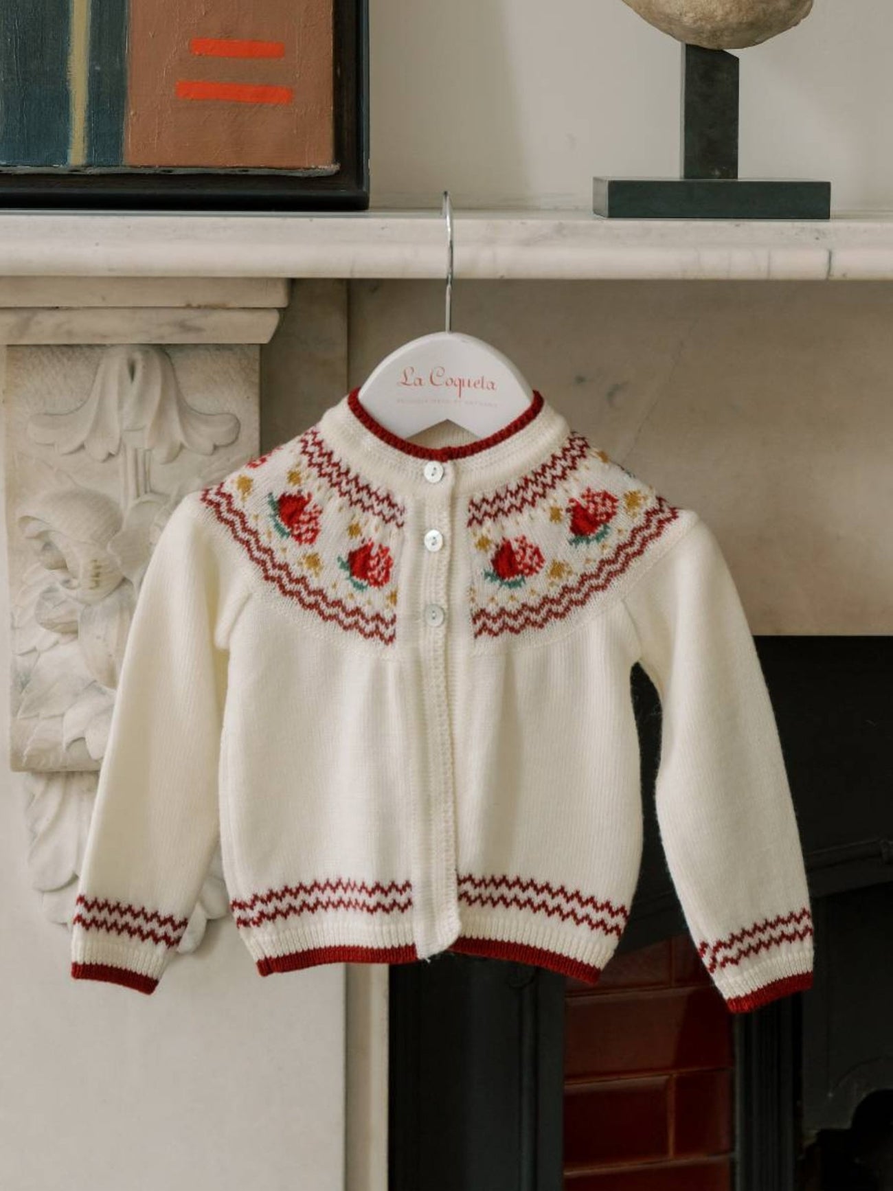 Ivory Grenada Merino Fair Isle Baby Cardigan
