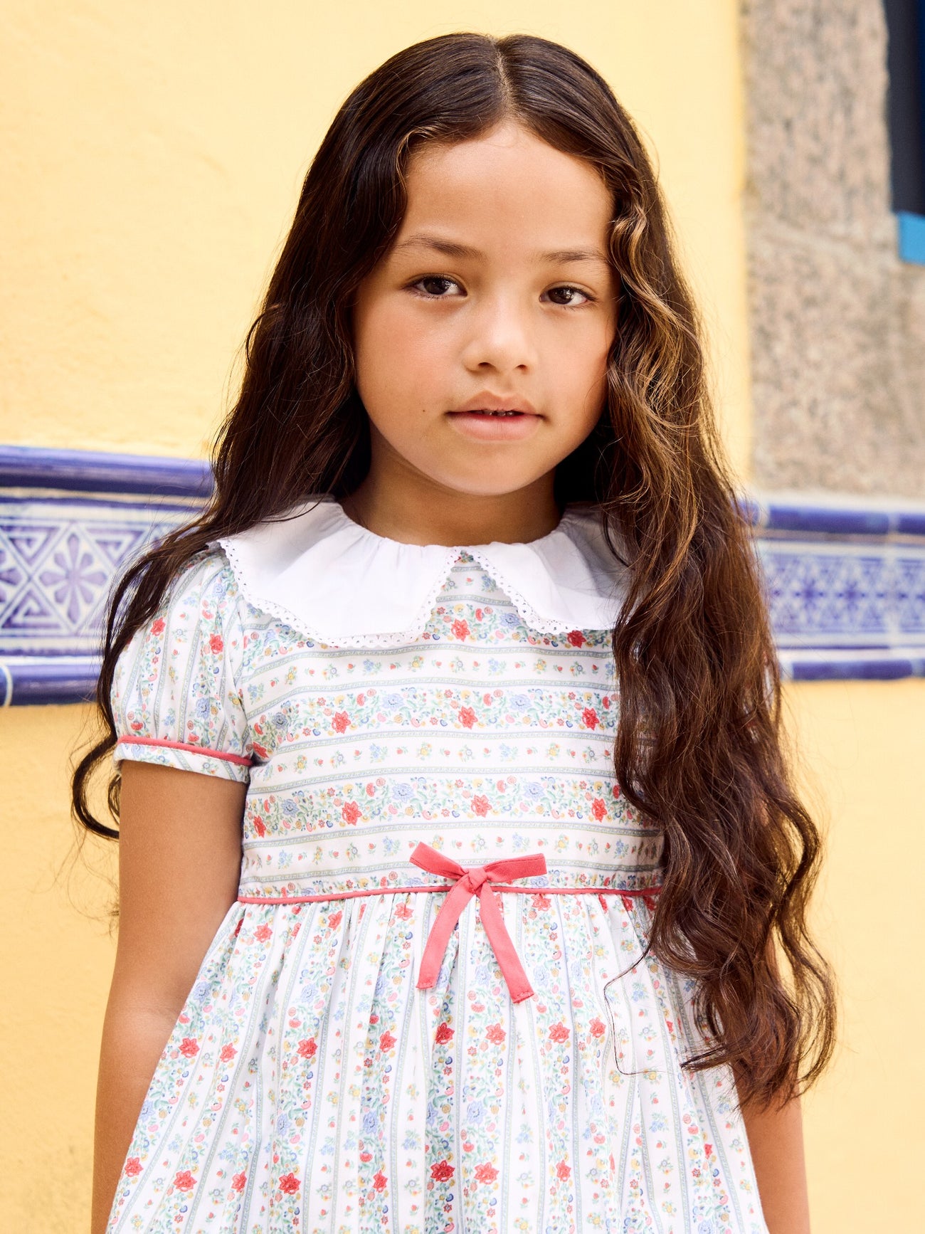 Ivory Rose Stripe Lana Girl Dress