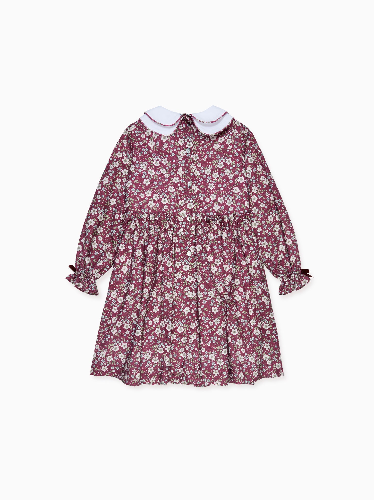 Burgundy Floral Leana Girl Dress