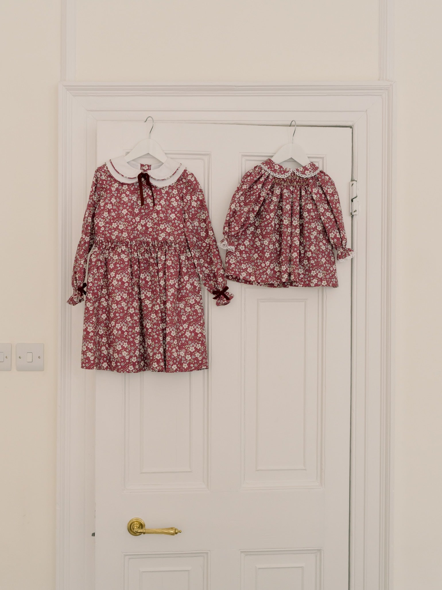 Burgundy Floral Leana Girl Dress