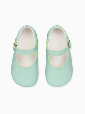 Pale Green Leather Baby Mary Jane Shoes