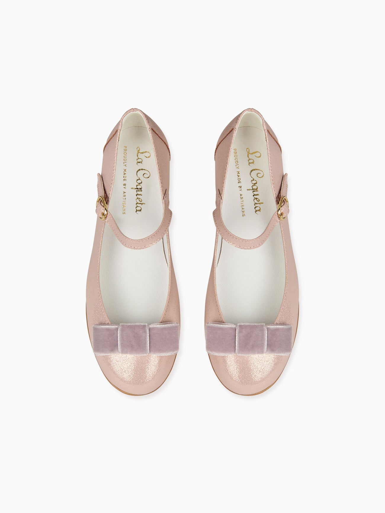 Dusty Pink Leather Girl Bow Mary Jane Shoes