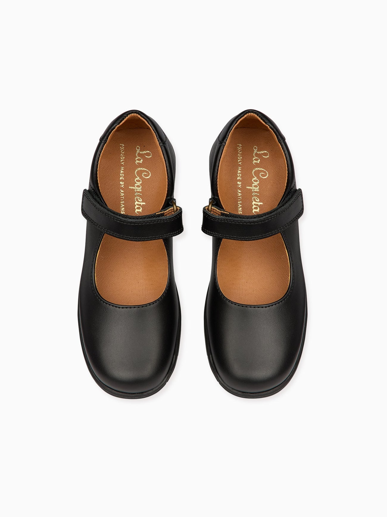 Black Leather Girl Classic School Shoes