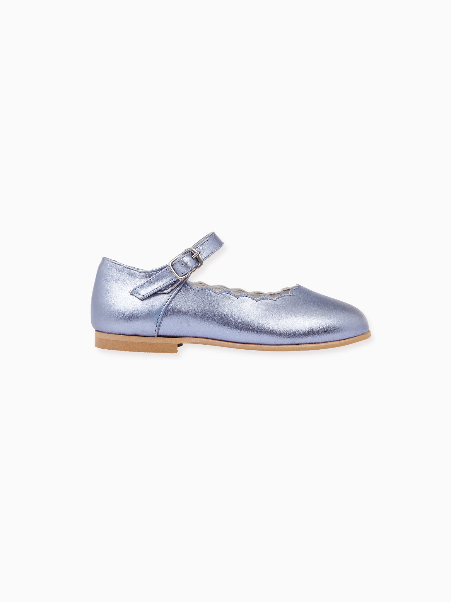 Metallic Lilac Leather Girl Scallop Mary Jane Shoes