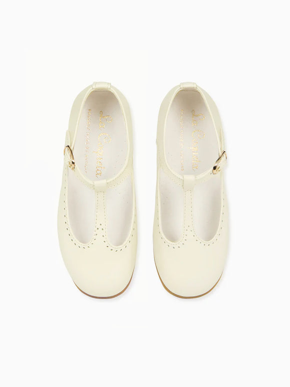Ivory Leather Girl T-Bar Shoes