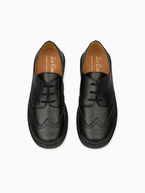 Black Leather Lace Up Kids School Shoes