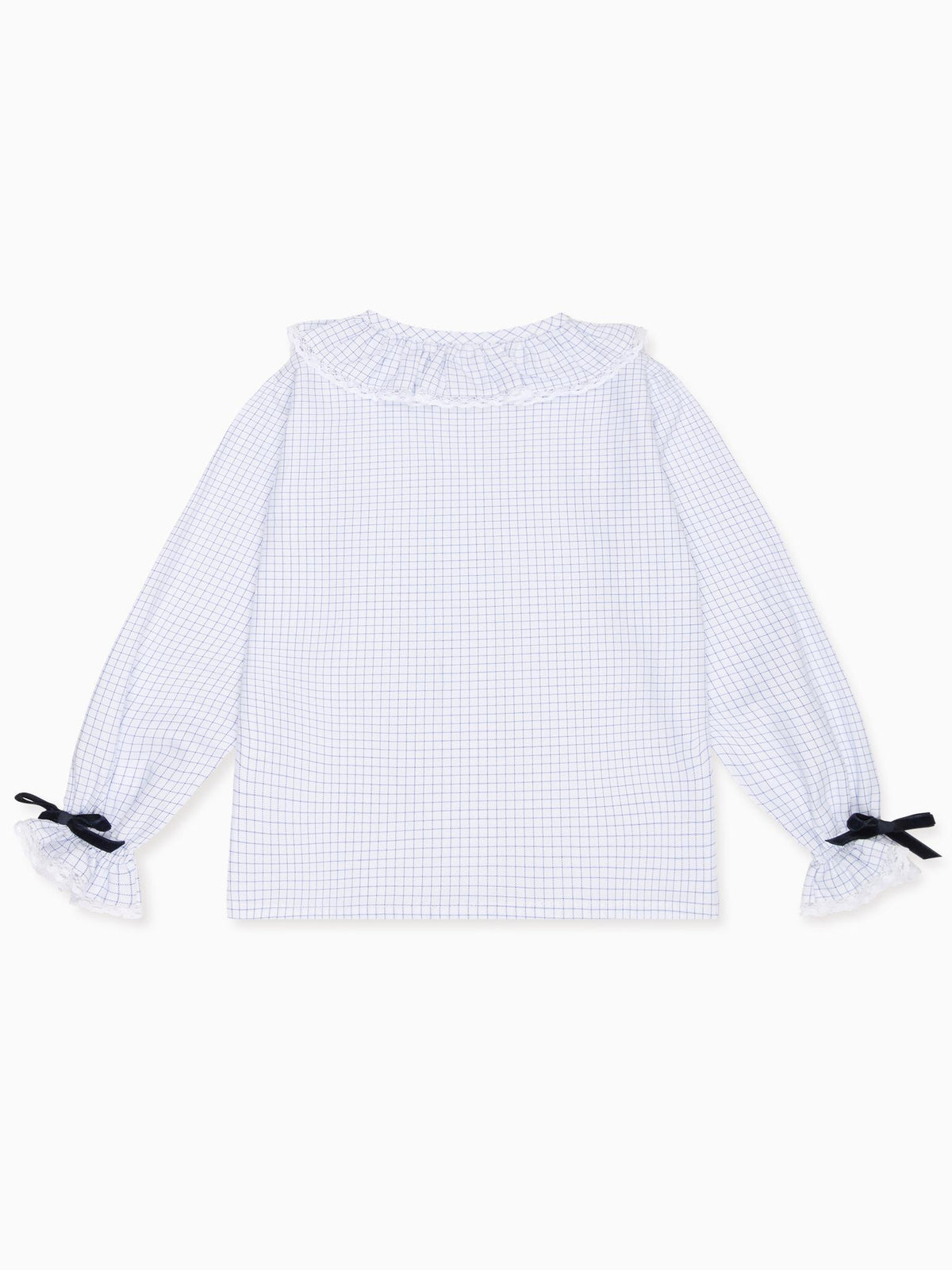 Blue Check Lila Long Sleeve Girl Shirt