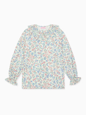 Cherry Floral Lila Long Sleeve Girl Shirt