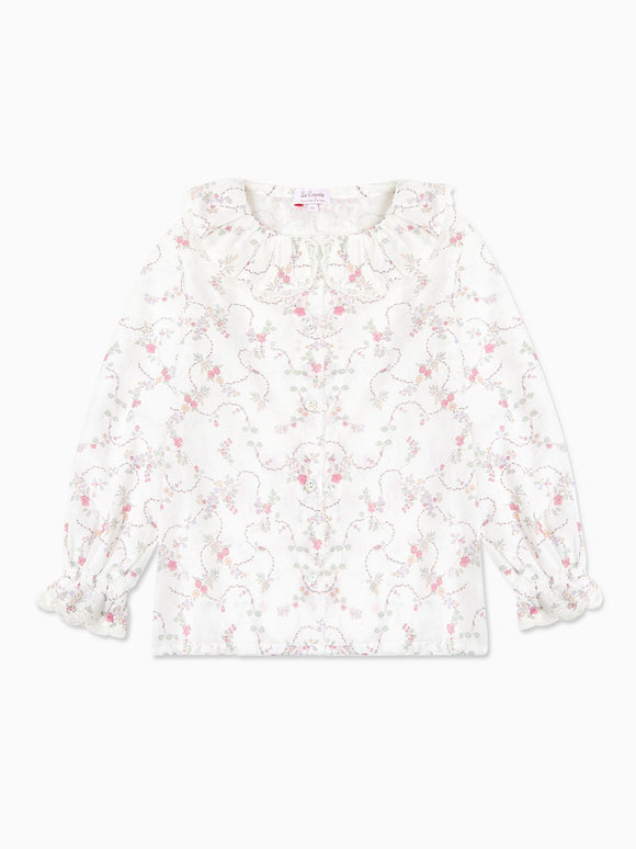 Ivory Floral Lila Long Sleeve Girl Shirt