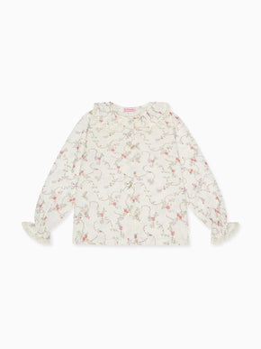 Pink Floral Lila Long Sleeve Baby Girl Shirt