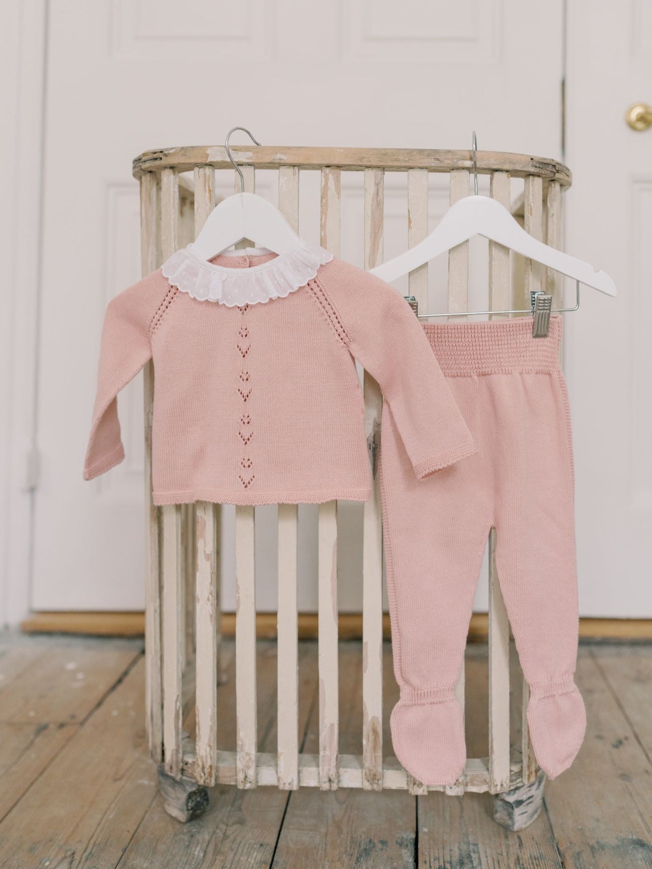 Dusty Pink Liliela Cotton Baby Girl Knitted Set