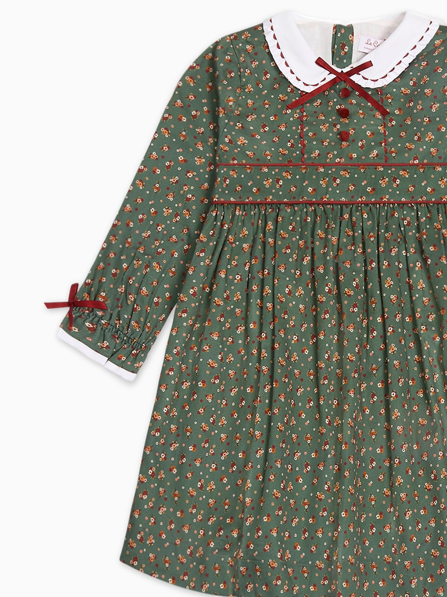 Green Floral Lilly Girl Dress