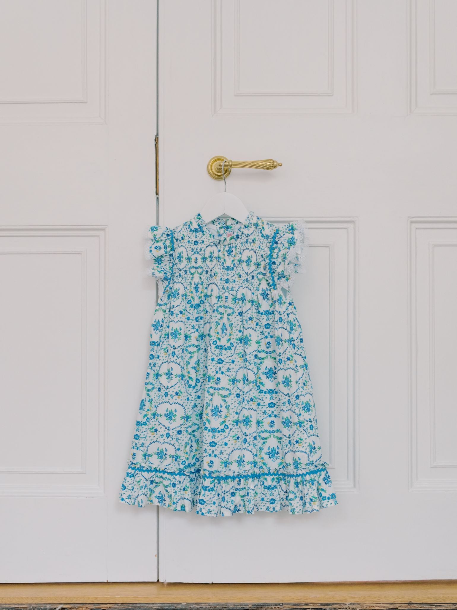 Nicky Hilton x La Coqueta Blue Bow Floral Lily-Grace Girl Empire Dress