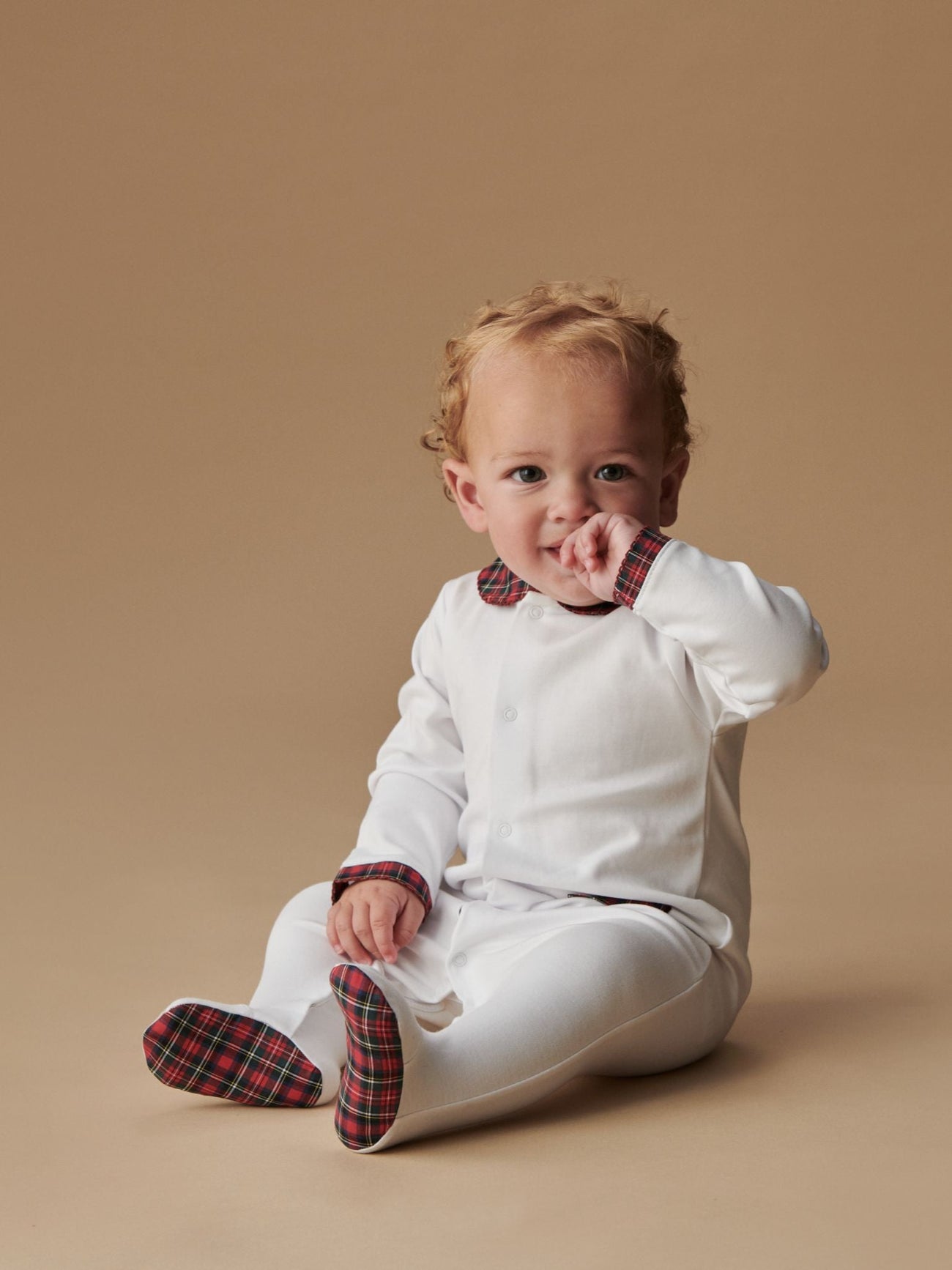 Red Tartan Lindo Baby Sleepsuit
