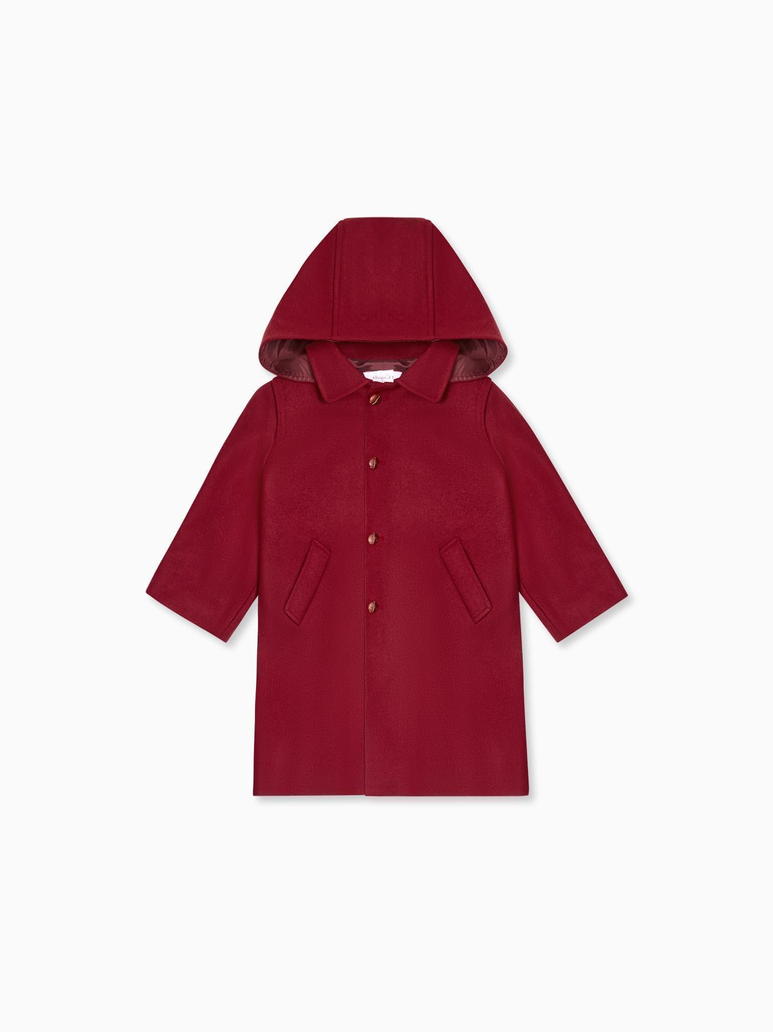 Burgundy Loden Wool Kids Coat