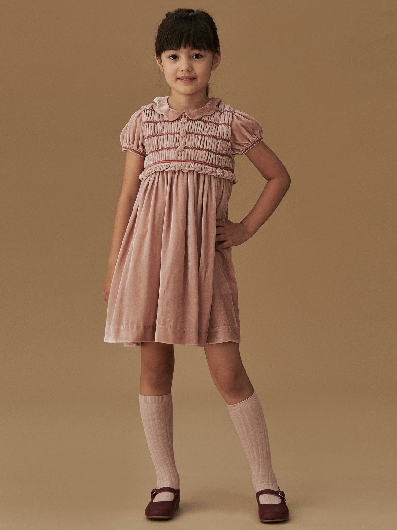 Pink Lurdes Velvet Girl Dress