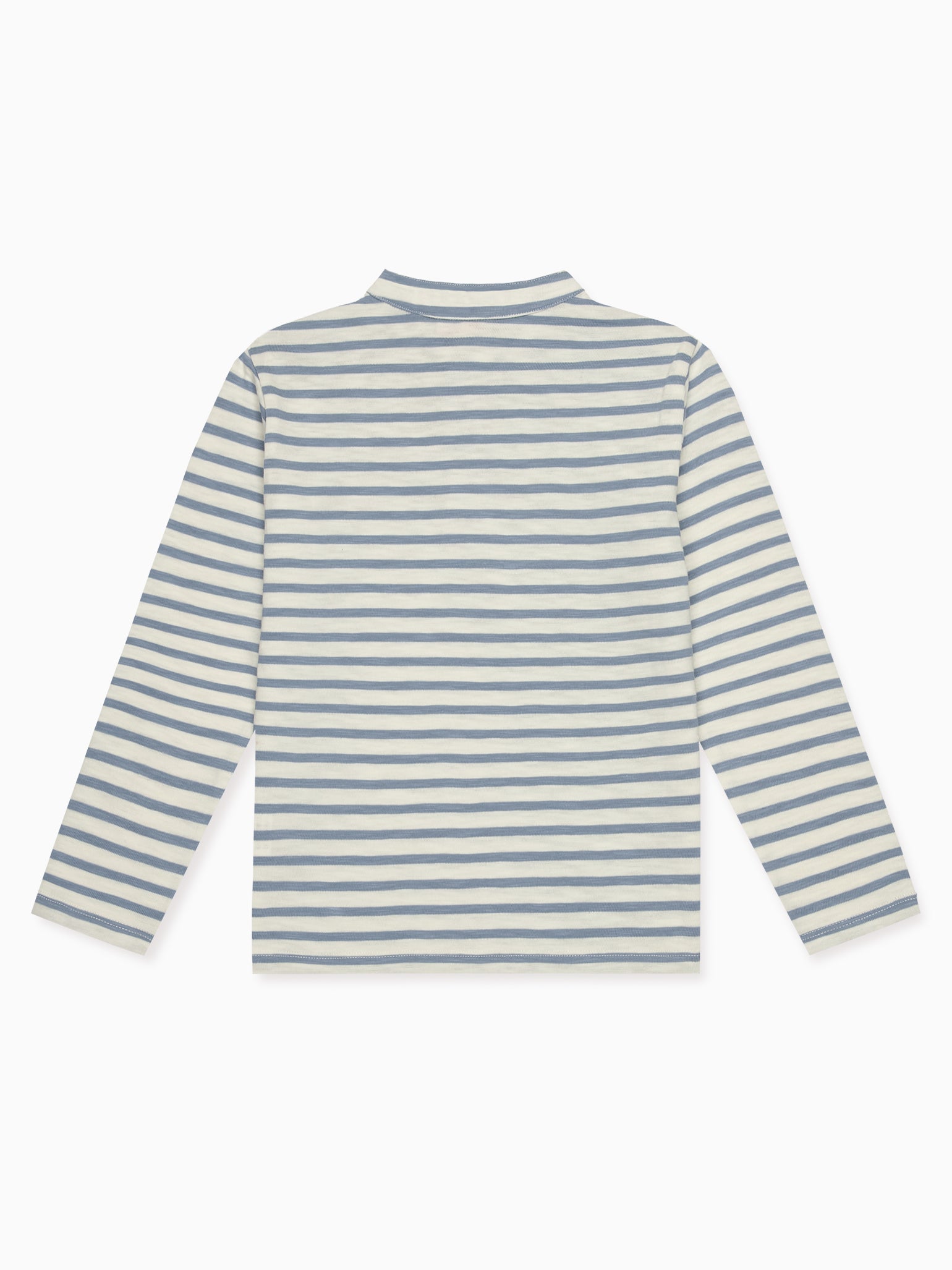 Dusty Blue Stripe Marco Long Sleeve Boy Polo Shirt
