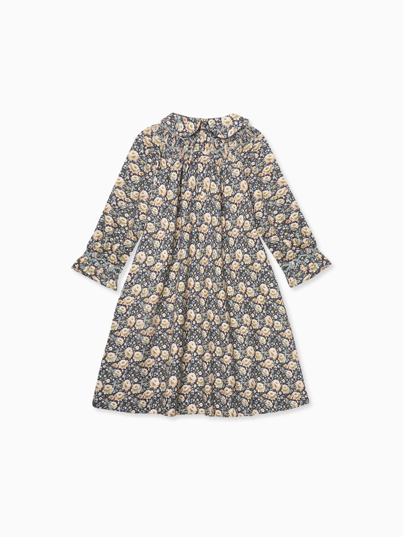 Navy Floral Margot Girl Hand-Smocked Dress